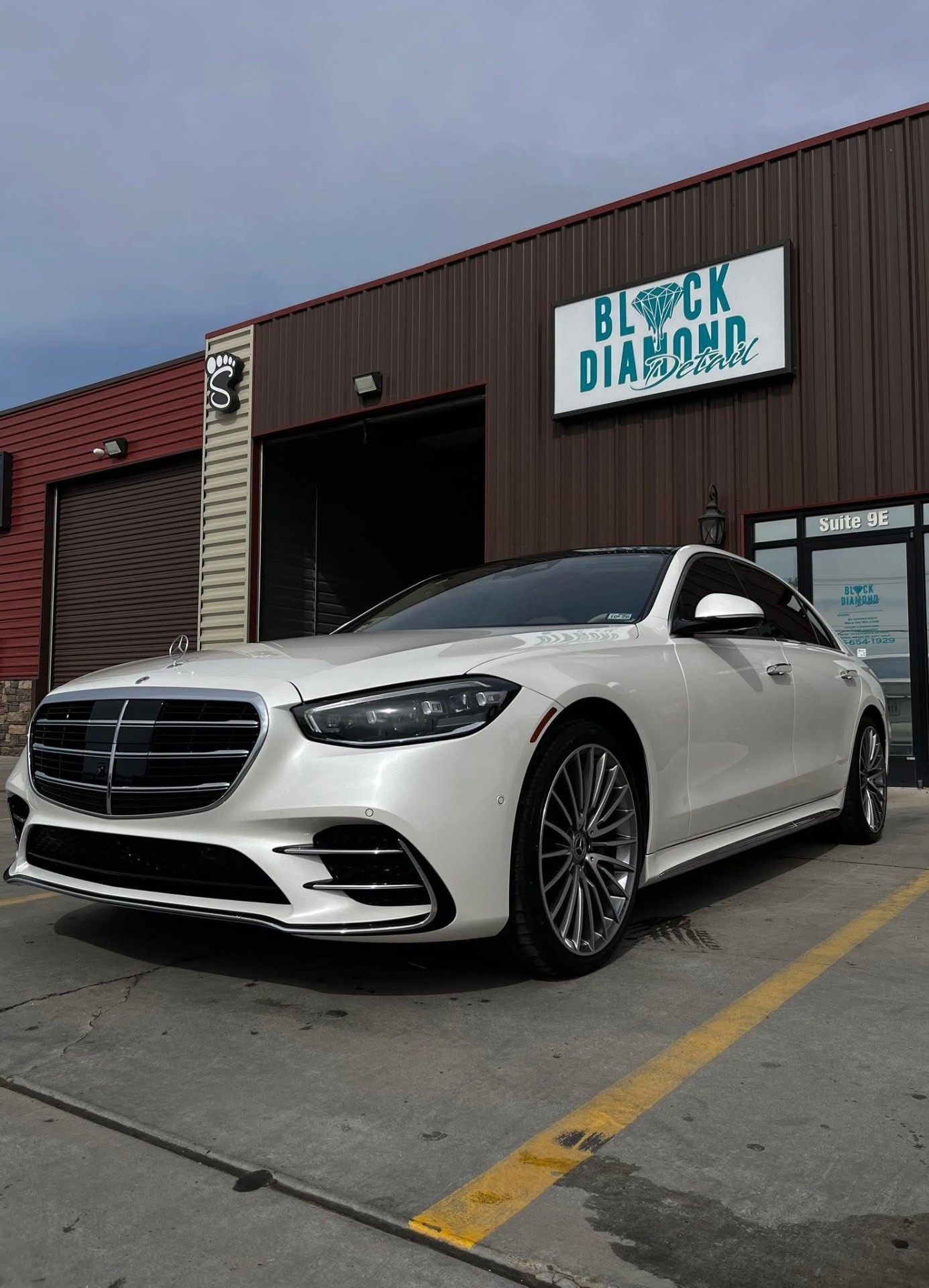 Mercedes S-Class at Black Diamond Detail shop in Amarillo